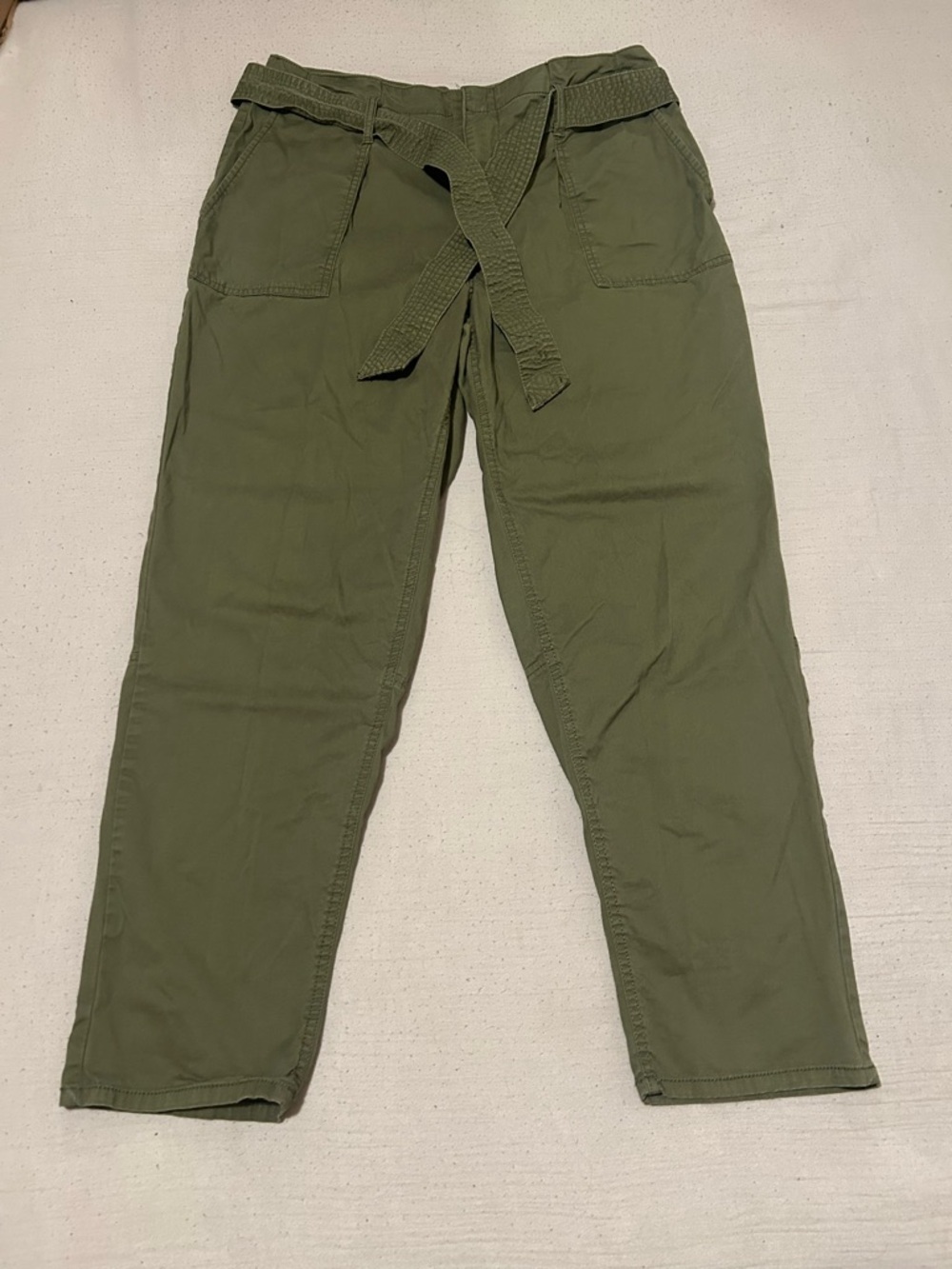 Soho Olive Green Cargo Pants with Waist Tie